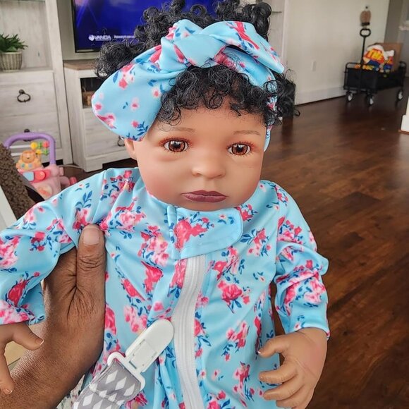 🆕18Inch Full Cloth Body With Vinyl Limbs Baby Doll Black Girl Realistic Doll - Picture 3 of 11